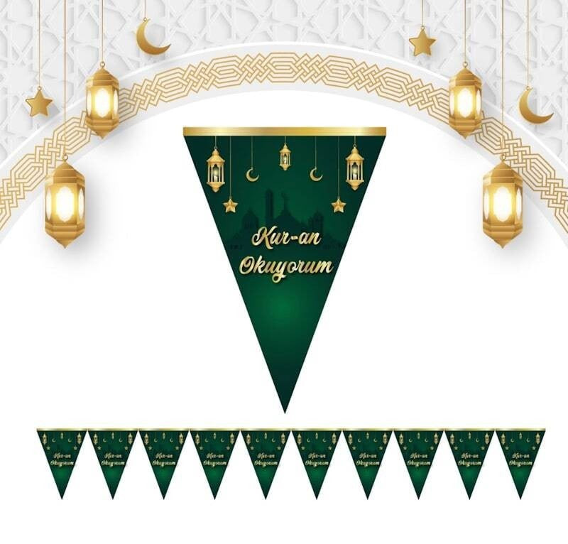 Kuran Okuyorum Üçgen Flama 10lu Set