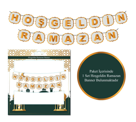 Hoşgeldin Ramazan Banner Beyaz Desen